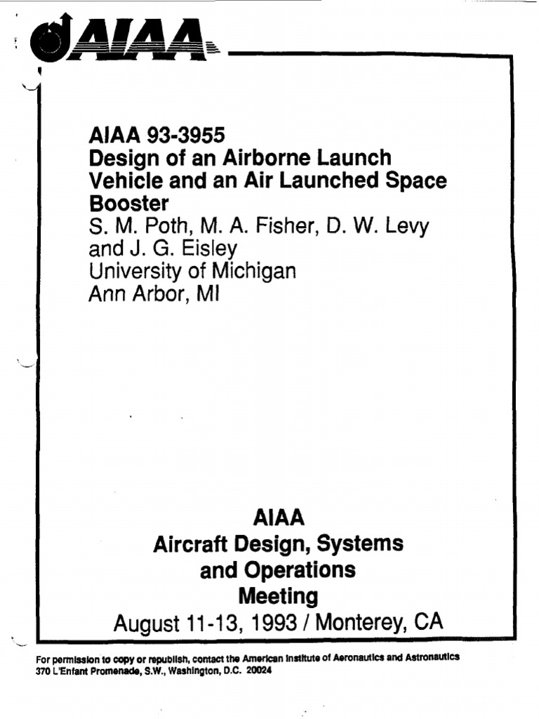 Aiaa 1993 3955 297 PDF Multistage Rocket Aircraft