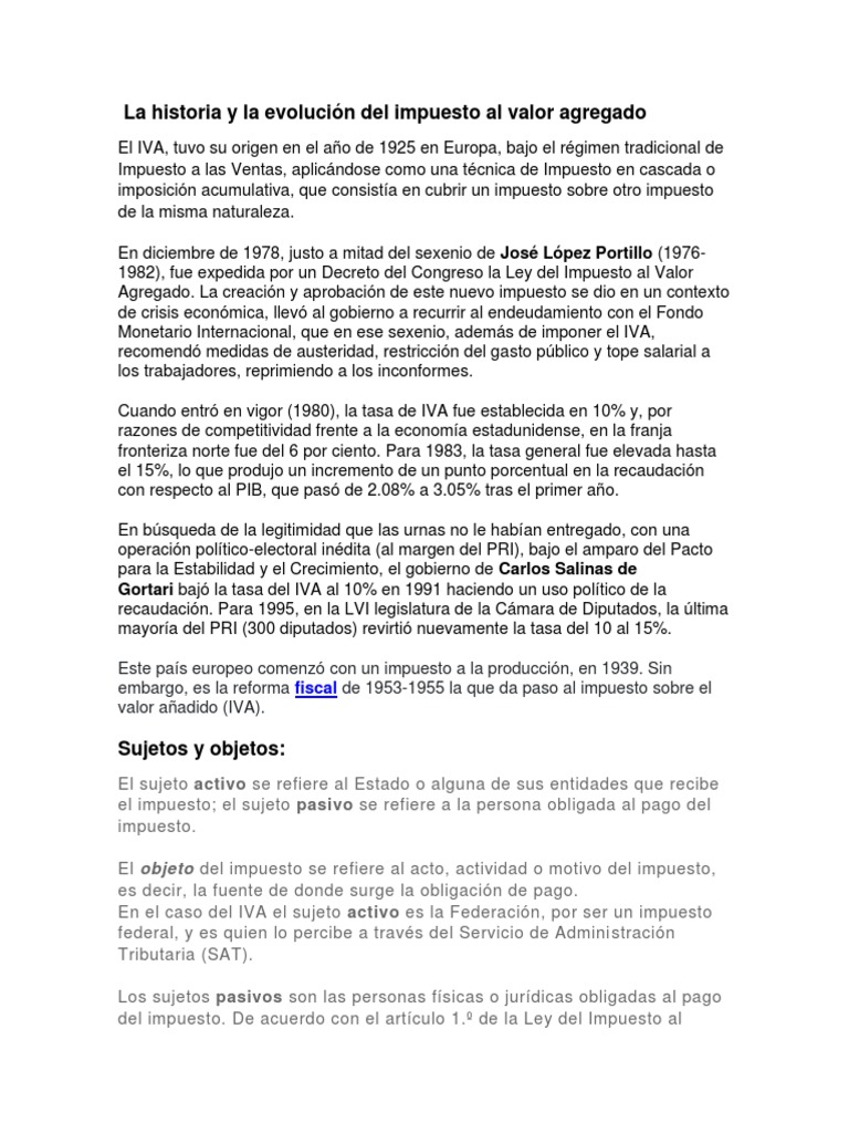 Impuesto Del Iva | PDF | Impuestos | Impuesto al valor agregado