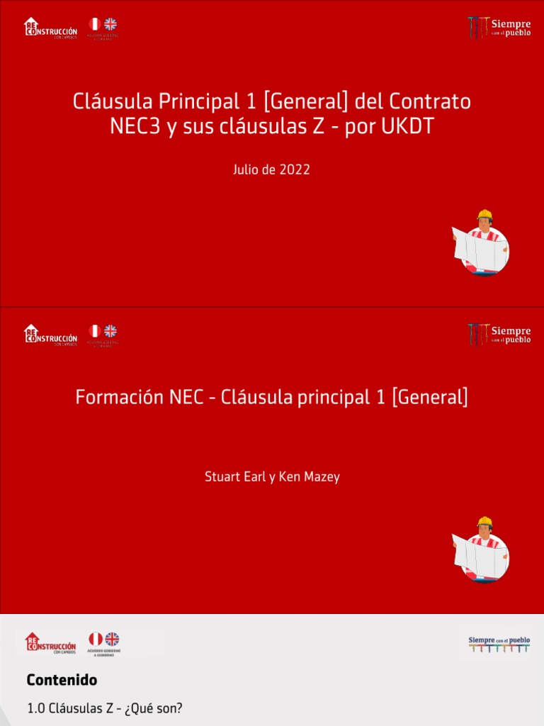 Cláusula Principal 1 [General] Del Contrato NEC3 y Sus Cláusulas Z PDF