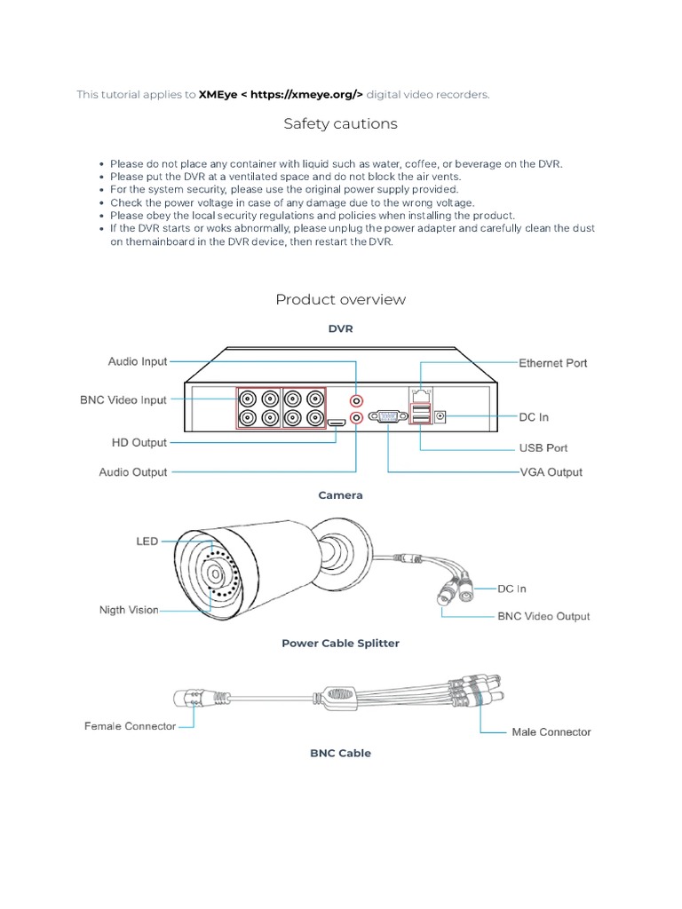 XMEYE Digital Video Recorder System Instructions For Use PDF