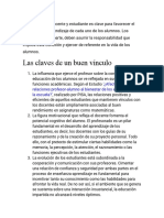 El Vínculo Entre Docente y Estudiante Es Clave para Favorecer El Desarrollo Del Aprendizaje de Cada Uno de Los Alumnos