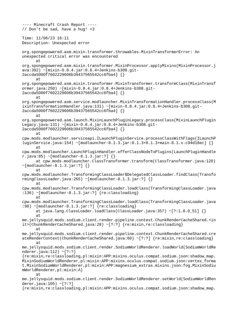 MixinTransformerError in Minecraft Crash | PDF | Java Virtual Machine ...