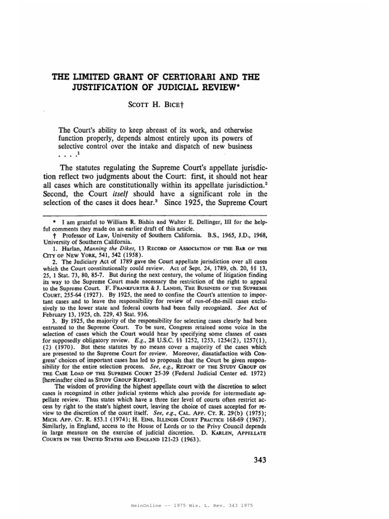 Bice Limited Grant of Certiorari PDF