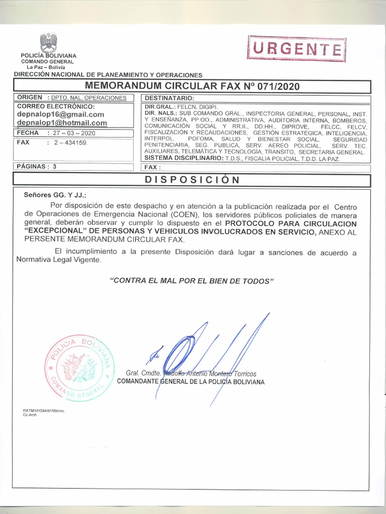 Memo Circular Fax 71-2020 | PDF