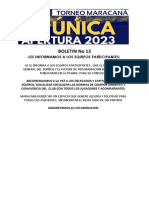 BOLETIN No. 13 - TORNEO APERTURA UNICA 2023
