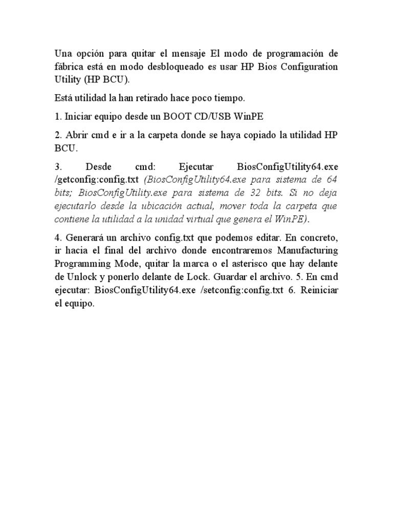 Download Hp Bios Configuration Utility