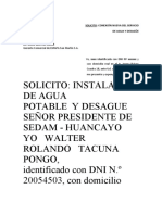 Solicitud de Agua y Desague