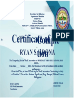 Work Immersion Certificate