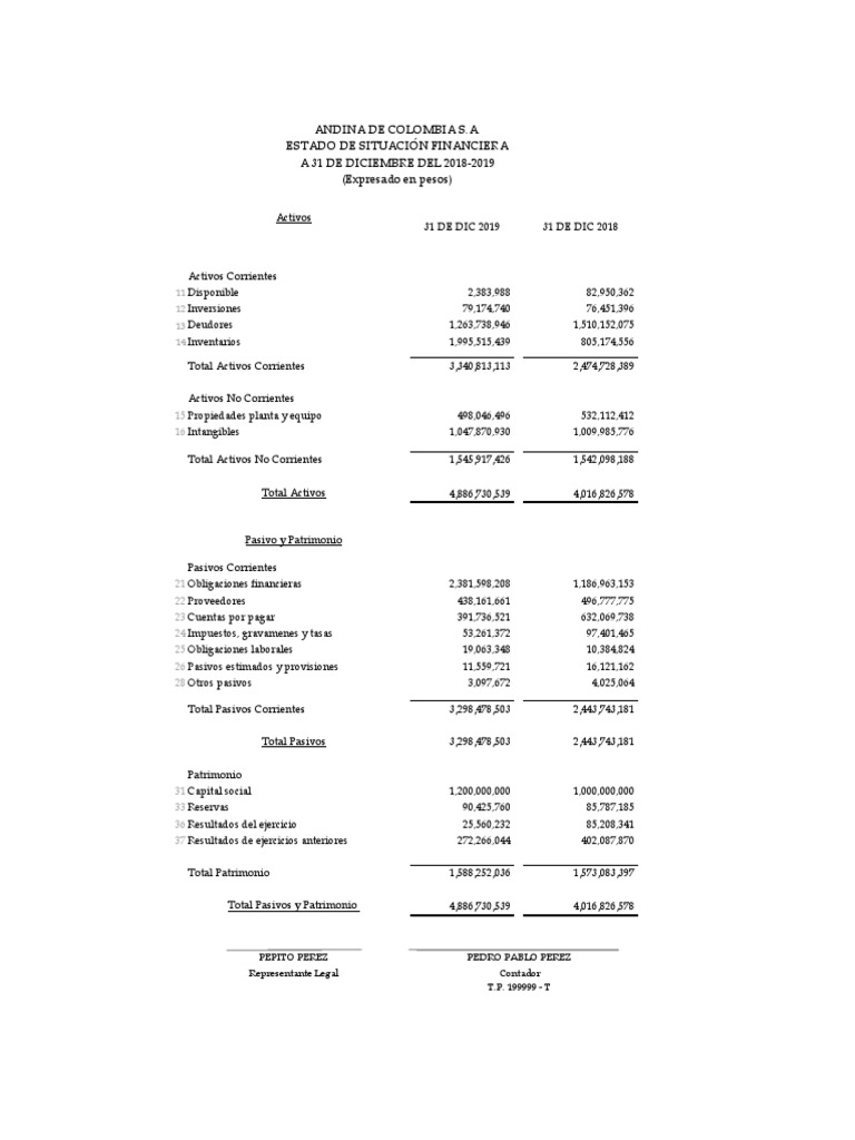 Estados Financieros Andina Ejercicios | PDF | Contabilidad | Economias