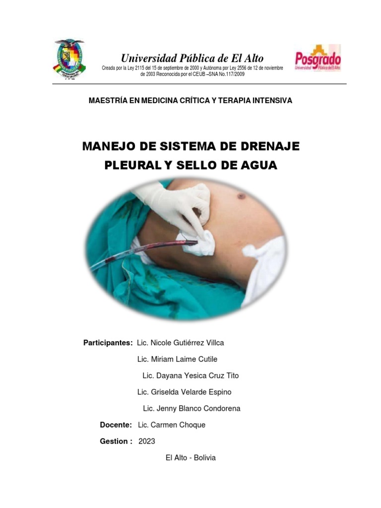 Manejo Del Sistema de Drenaje Pleural y Sello de Agua PDF