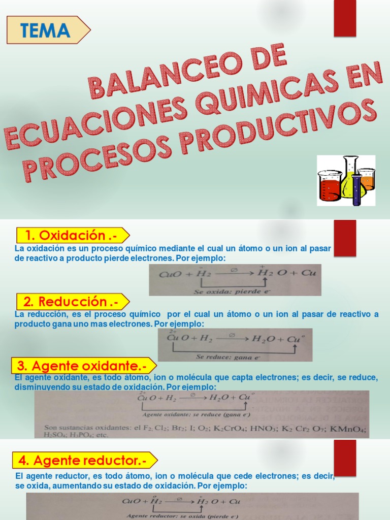 Balanceo de Ecuaciones Quimicas en Procesos Productivos | PDF | Redox ...
