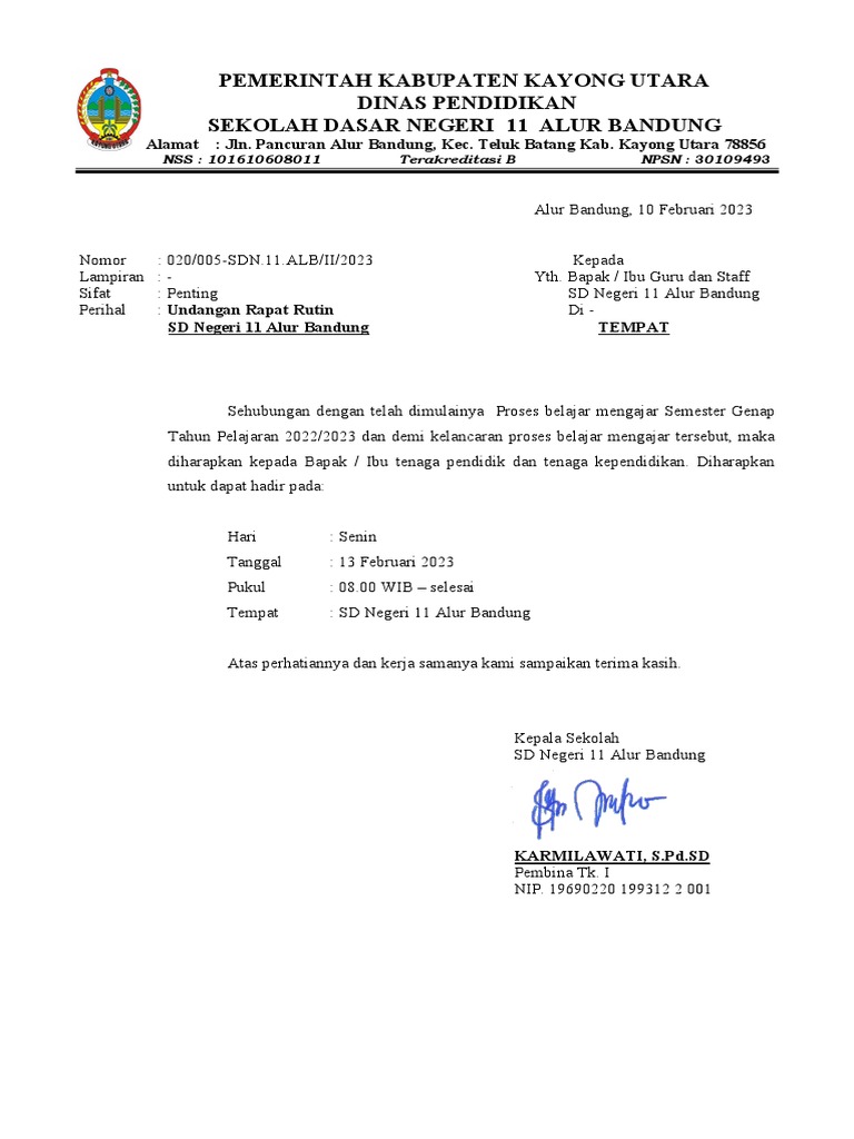 Undangan Rapat Rutin | PDF