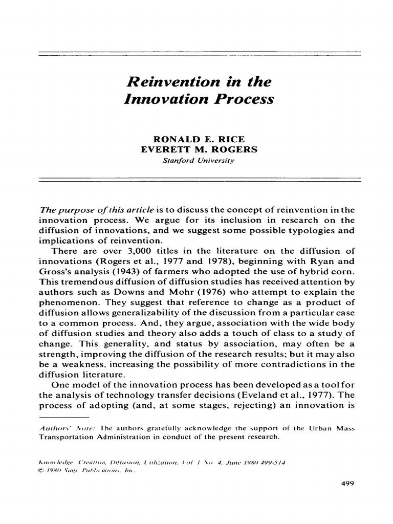 Reinvention in the Innovation Process | PDF | Innovation | System