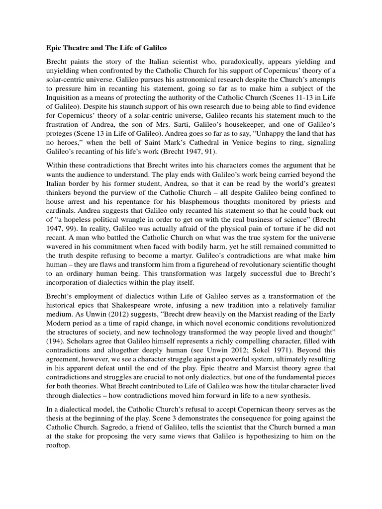 Epic Theatre and The Life of Galileo | PDF | Dialectic | Galileo Galilei