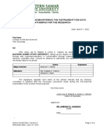 Request For Administering The Instrument For Data Gathering For The Research