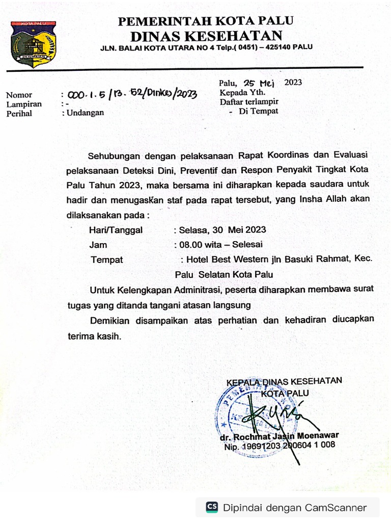 Undangan Rapat Koordinasi Deteksi Dini | PDF