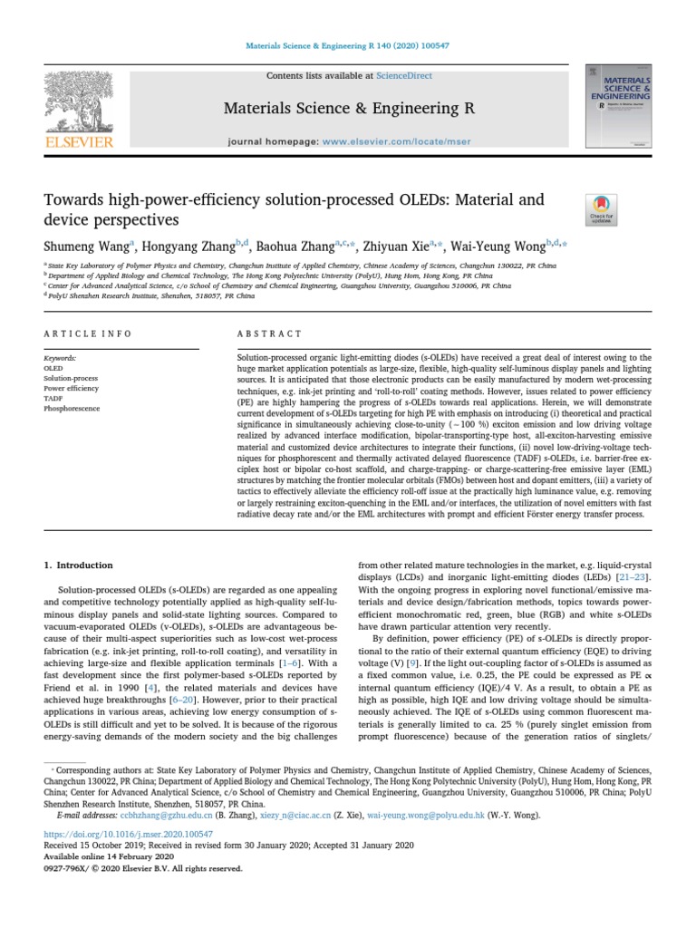 Towards High-Power-Efficiency Solution-Processed OLEDs | PDF