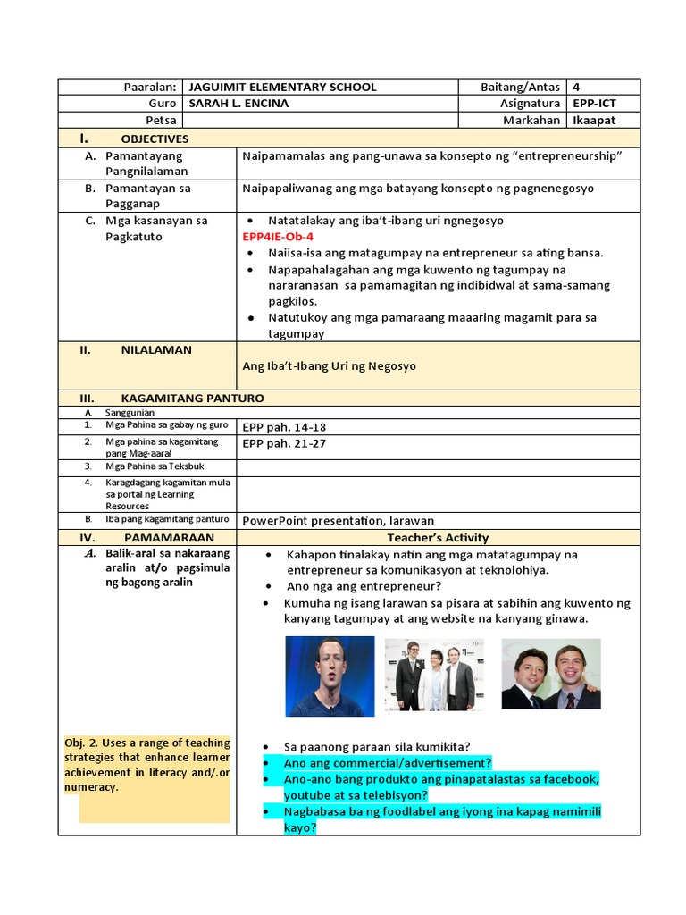 Epp Ict Cot Observation Pdf