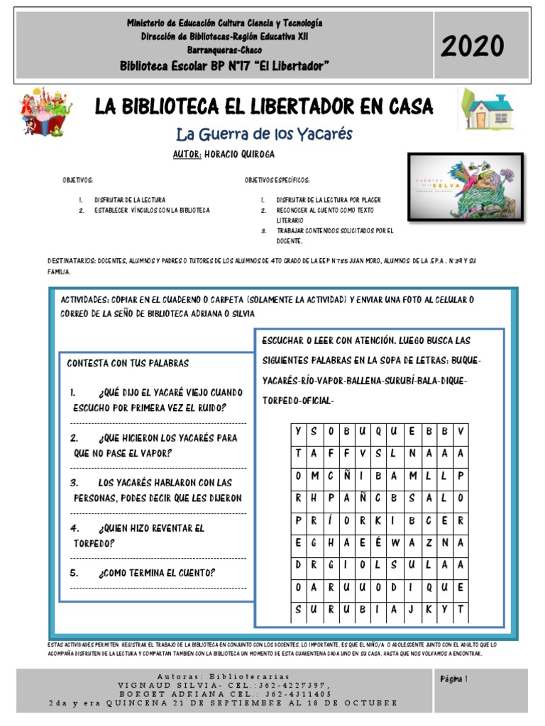 Actividad La Guerra De Los Yacar s PDF