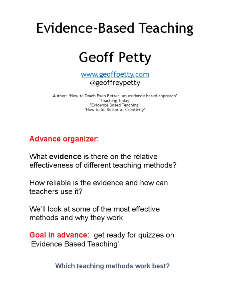 Evidence-Based Teaching Methods Guide | PDF | Evidence Based Practice ...