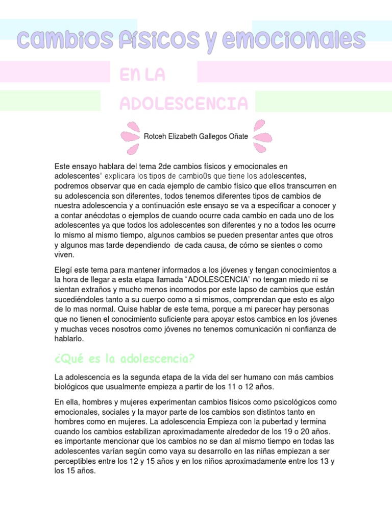Cambios en la Adolescencia: Físicos y Emocionales | PDF | Adolescencia ...