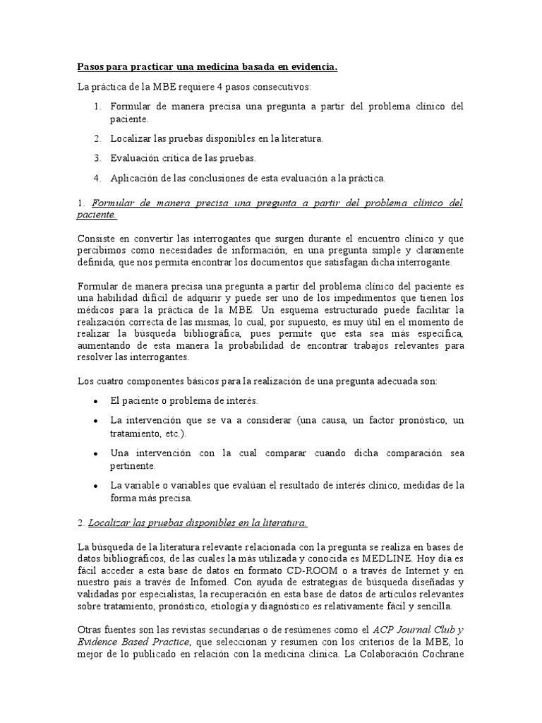 Pasos Clave para la MBE Efectiva | PDF | Evidencia basada en medicina ...
