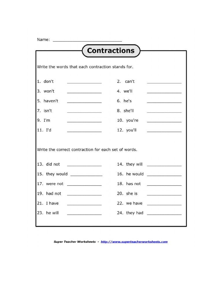 Contractions 1 | PDF