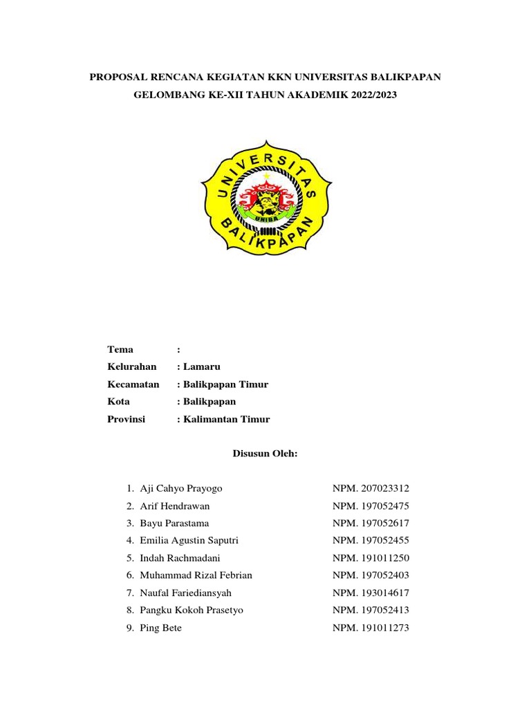Rangka Proposal KKN B-9 | PDF