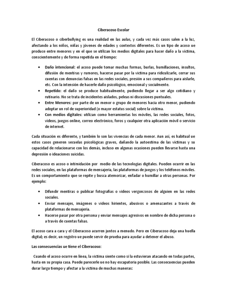 Ciberacoso Escolar | PDF | Acoso cibernético | Psicología Social