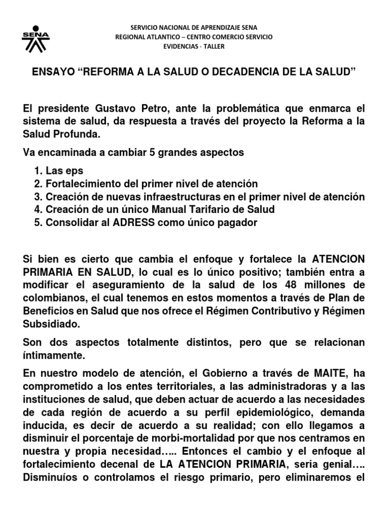 Reforma a la Salud en Colombia 2023 | PDF