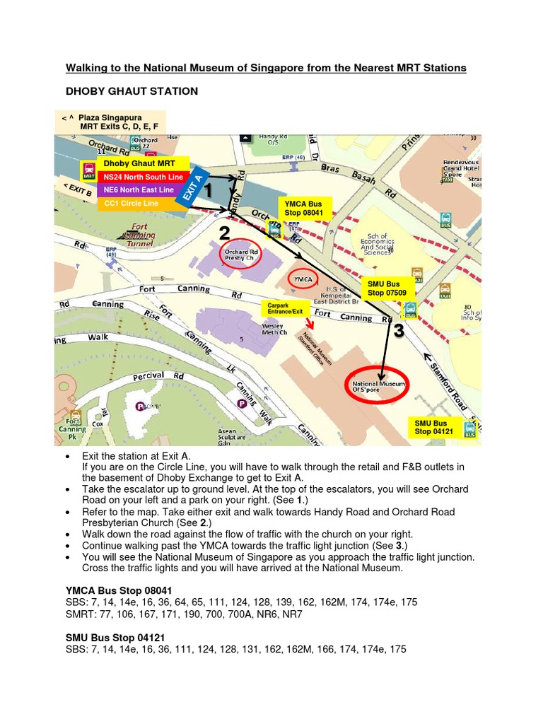Walking Directions From MRT Stations To National Museum of Singapore PDF Passenger Rail