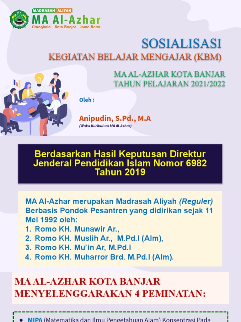 Sosialisasi KBM MA Al-Azhar 2021/2022 | PDF