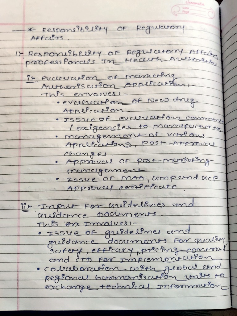 Class Notes For Regulatory Affairs | PDF | Science & Mathematics