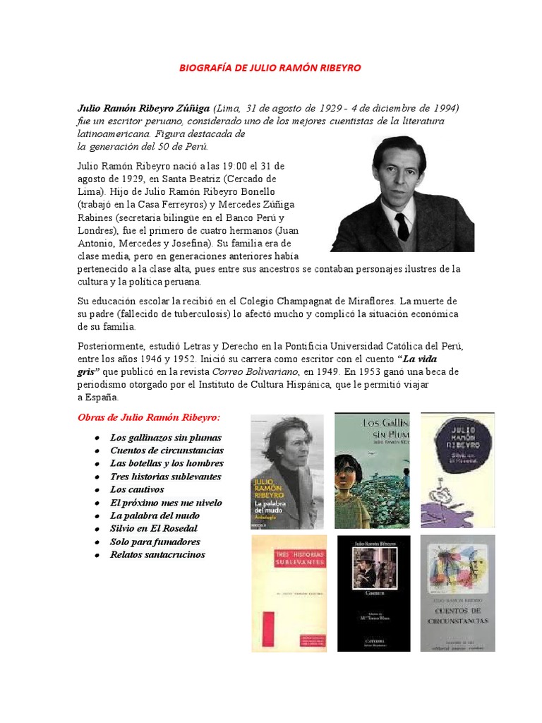 Biografía de Julio Ramón Ribeyro | PDF | Clásicos | Ficción general