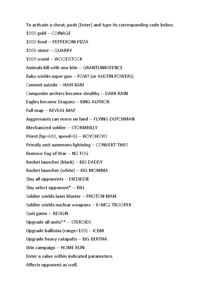 Code Cheat Age Of Mythology