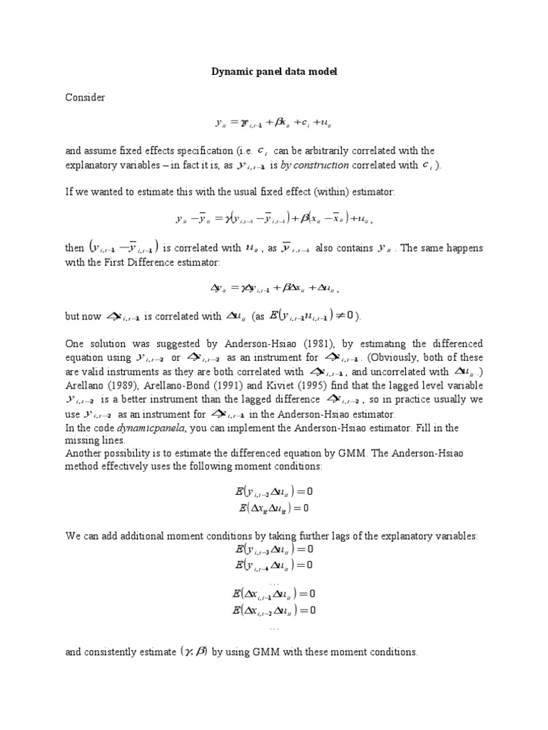 Dynamic Panel Data Model - 2011 | PDF | Fixed Effects Model ...