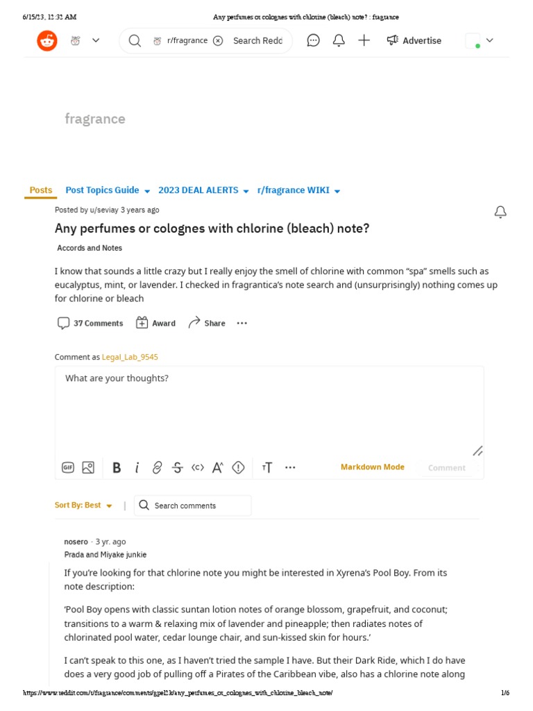 Any Perfumes or Colognes With Chlorine (Bleach) Note - Fragrance | PDF ...