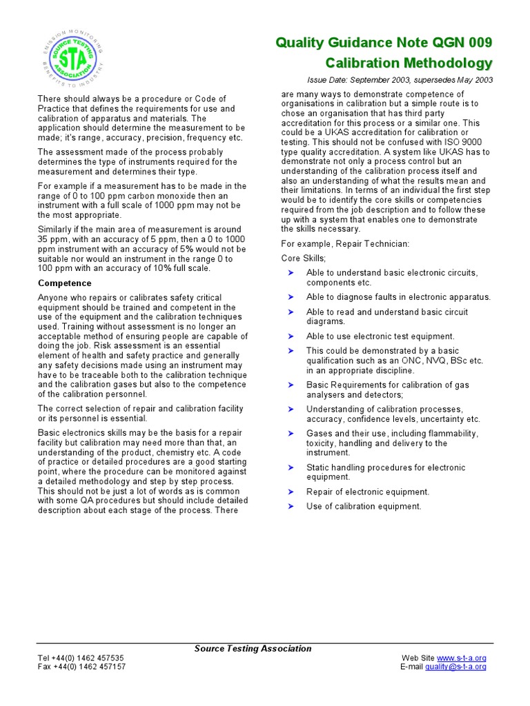 Calibration Methodology PDF Calibration Accuracy And Precision