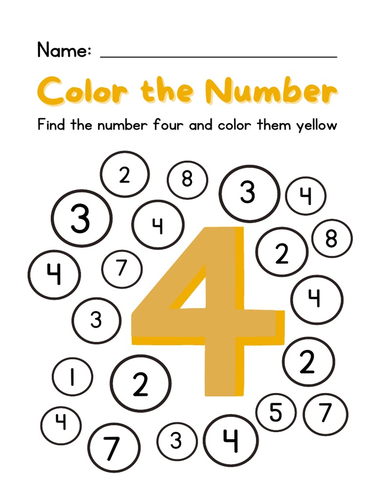 Colorful Preschool Math Number Practice Worksheet | PDF