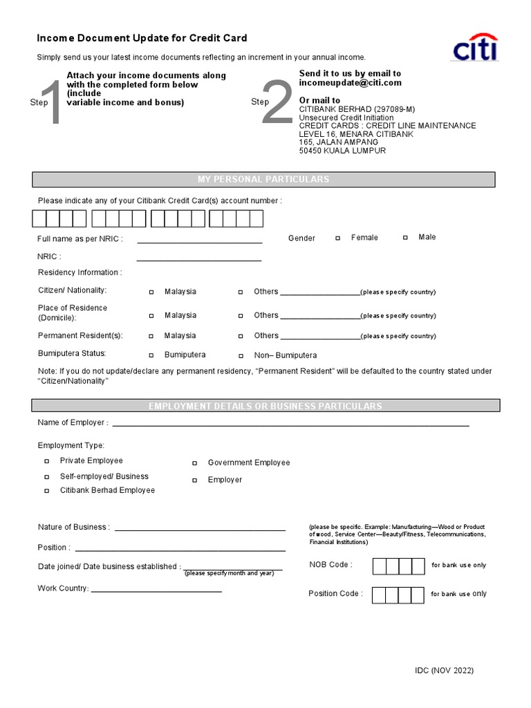 Income Document Update | PDF | Credit Card | Citibank