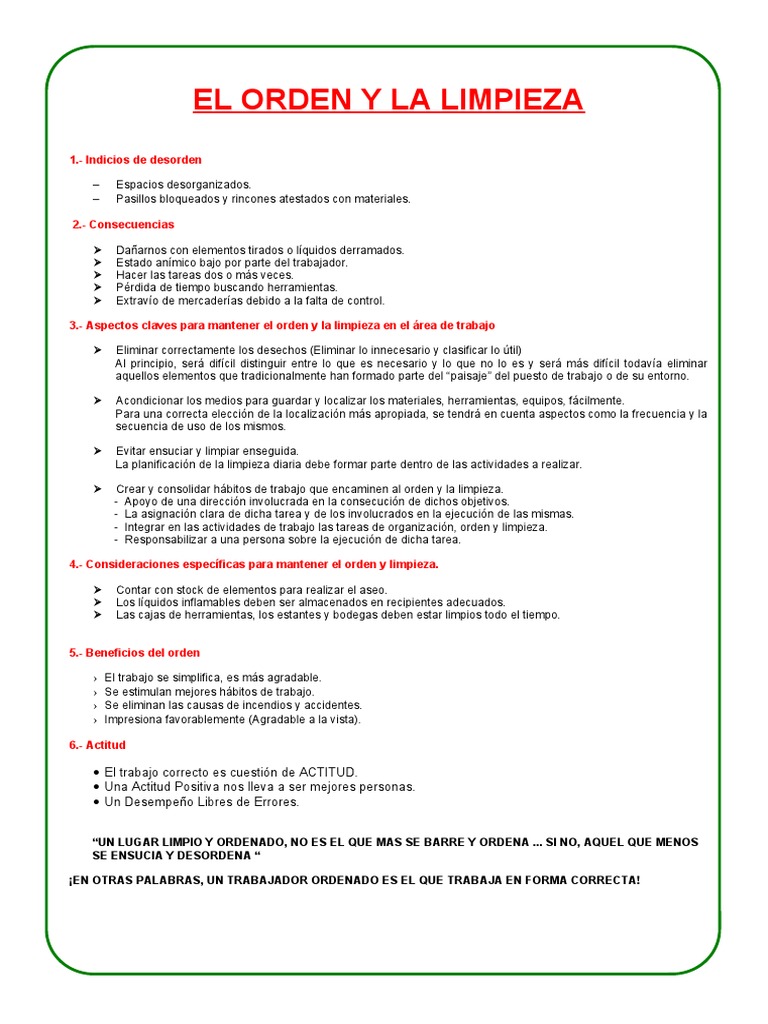 Orden y Limpieza | PDF