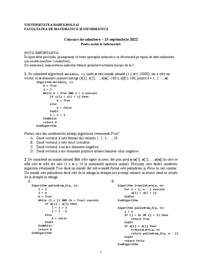 Informatica Septembrie 2022 PDF