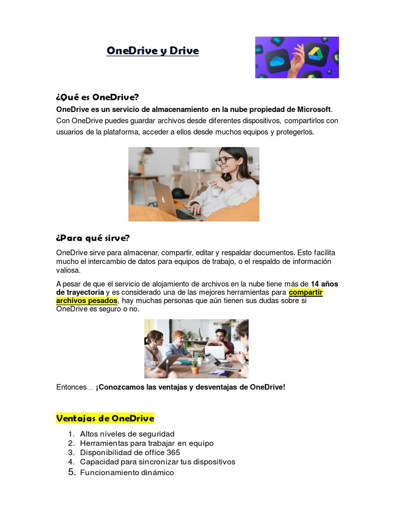Ventajas y Desventajas de OneDrive y Drive | PDF | Computación en la ...