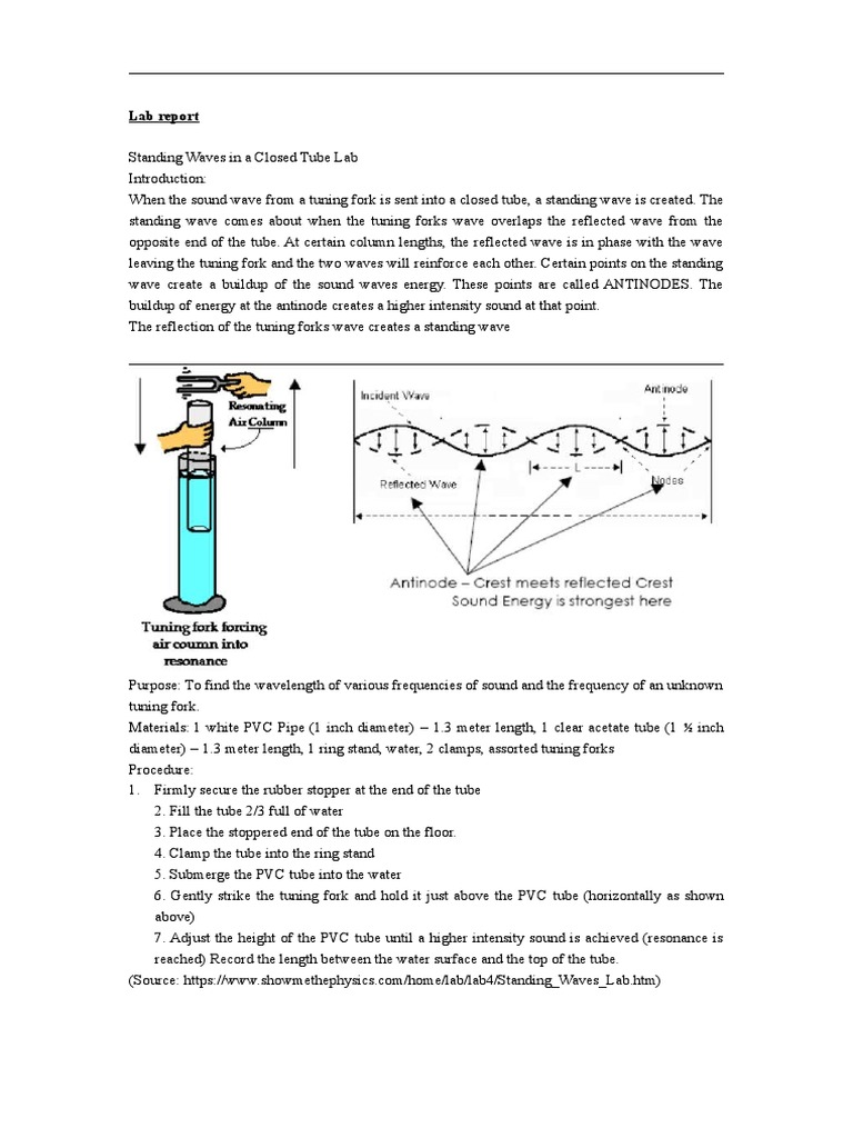 Standing Waves in Closed Tube Lab | PDF | Waves | Sound