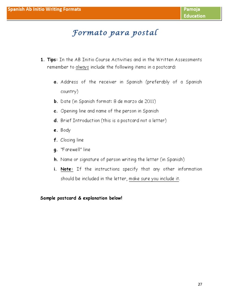 Writing Formats Spanish PDF Linguistics