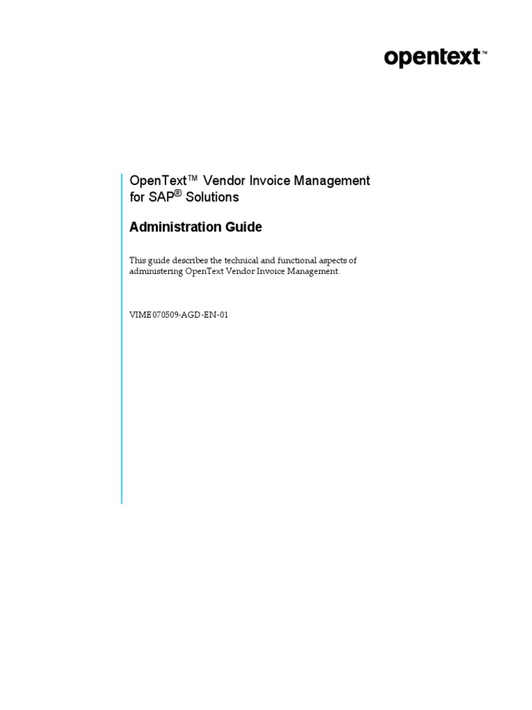 OpenText Vendor Invoice Management For SAP Solutions 7.5 SP9 ...