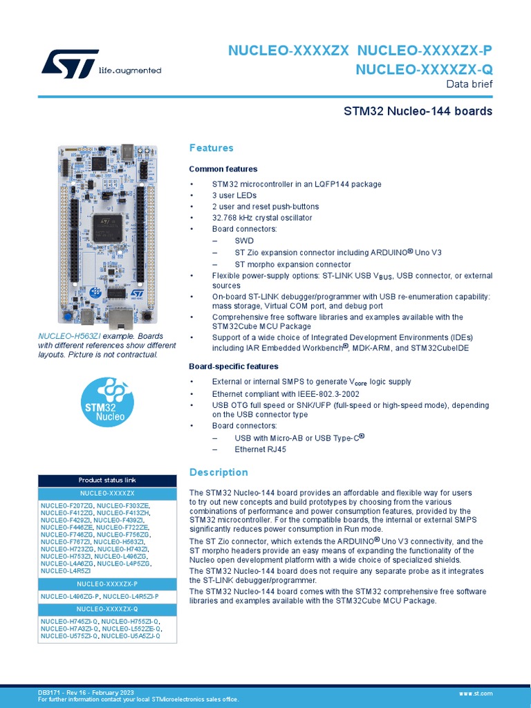 Nucleo f746zg | PDF | Usb | Microcontroller
