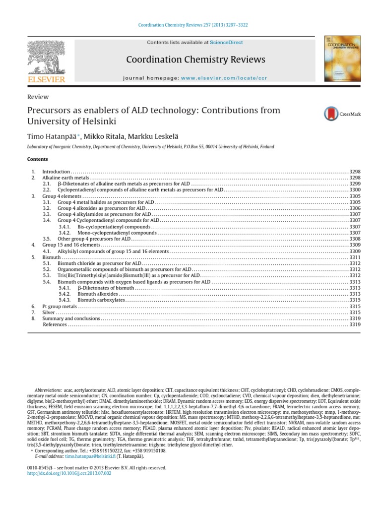COORDINATION CHEMISTRY REVIEWS intelligence overview