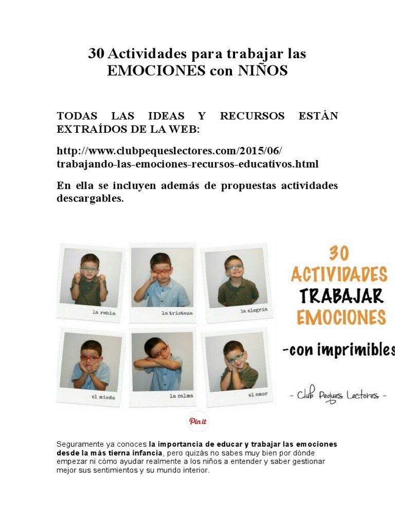 30 Actividades para Trabajar Las EMOCIONES Con NIÑOS | PDF | Las ...