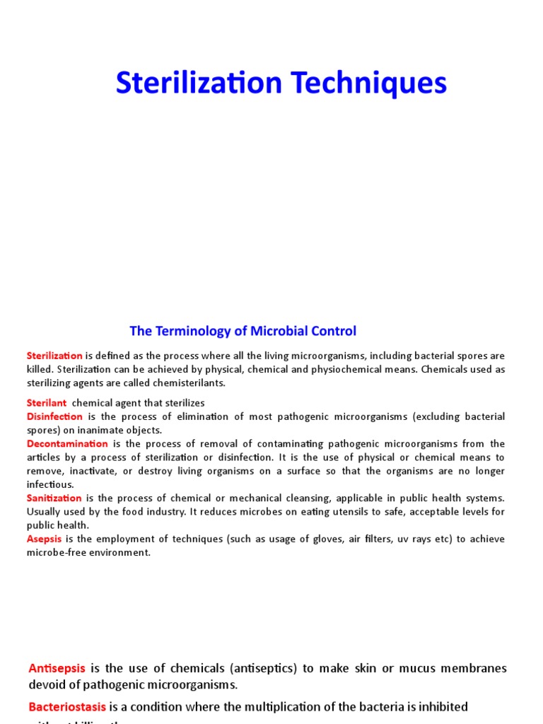 Sterilization Techniques for Class PDF